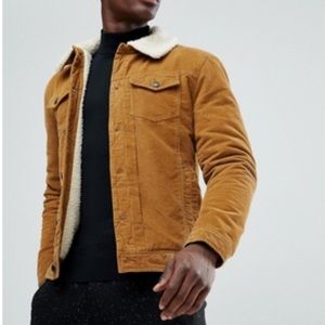 Corduroy Sherpa Lined Trucker Jacket Stradivarius